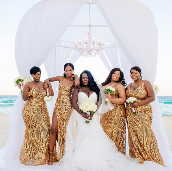 Black Wedding Moment Of The Day: These Bridesmaids Are Gold Goddesses In These Gorgeous Gowns

 
